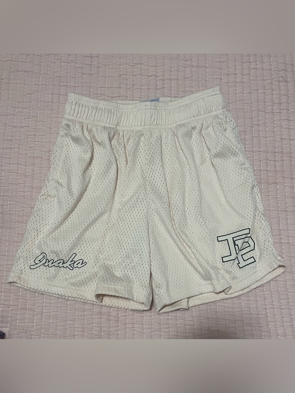 Inaka Power White Mesh Athletic basketball Shorts with Side Logo size small